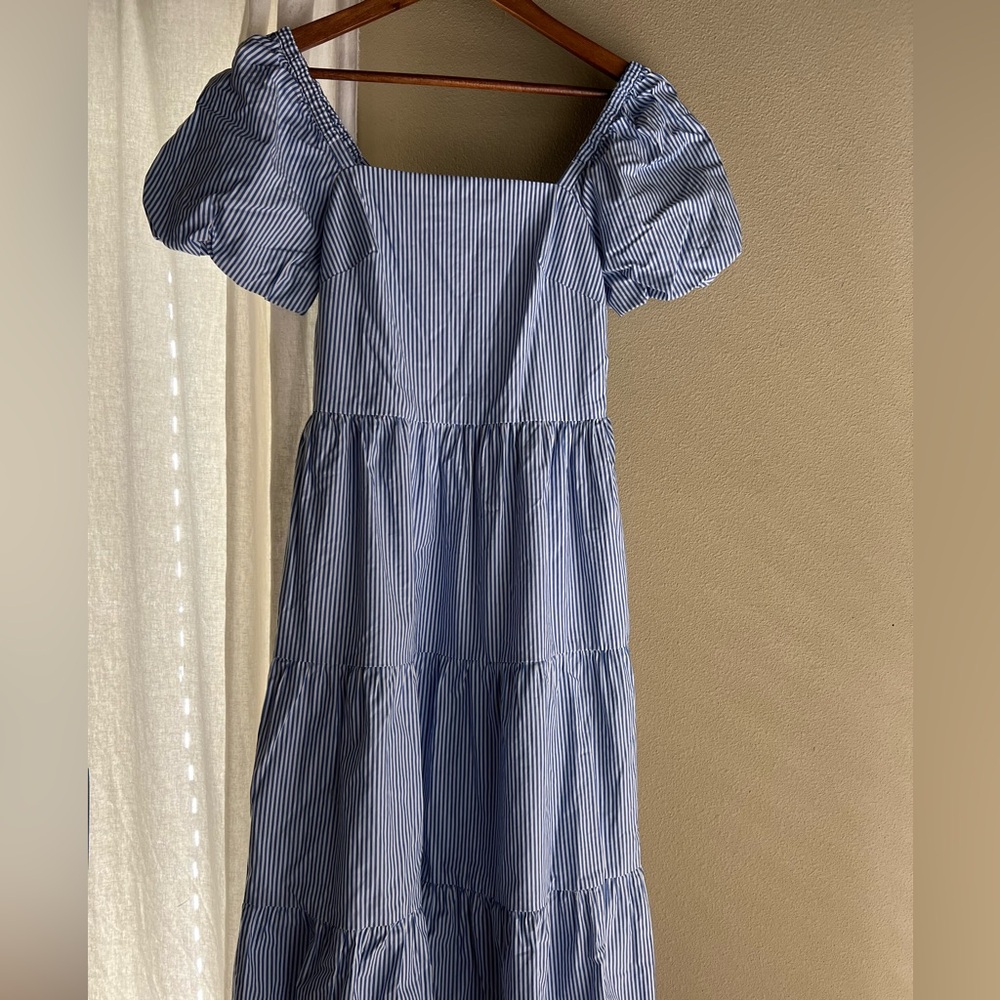 J. Crew Blue and White Striped Dress